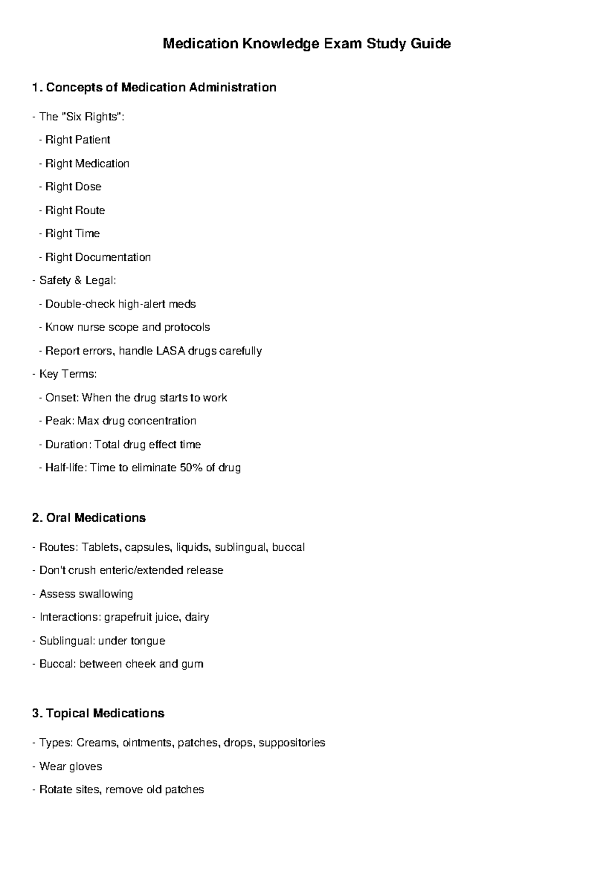 Medication Knowledge Exam Study Guide for Nursing (NUR 101) - Studocu