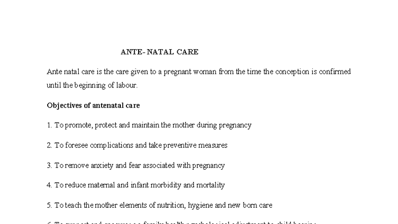 Antenatal Care (MCH 101): Comprehensive Guide for Expecting Mothers ...