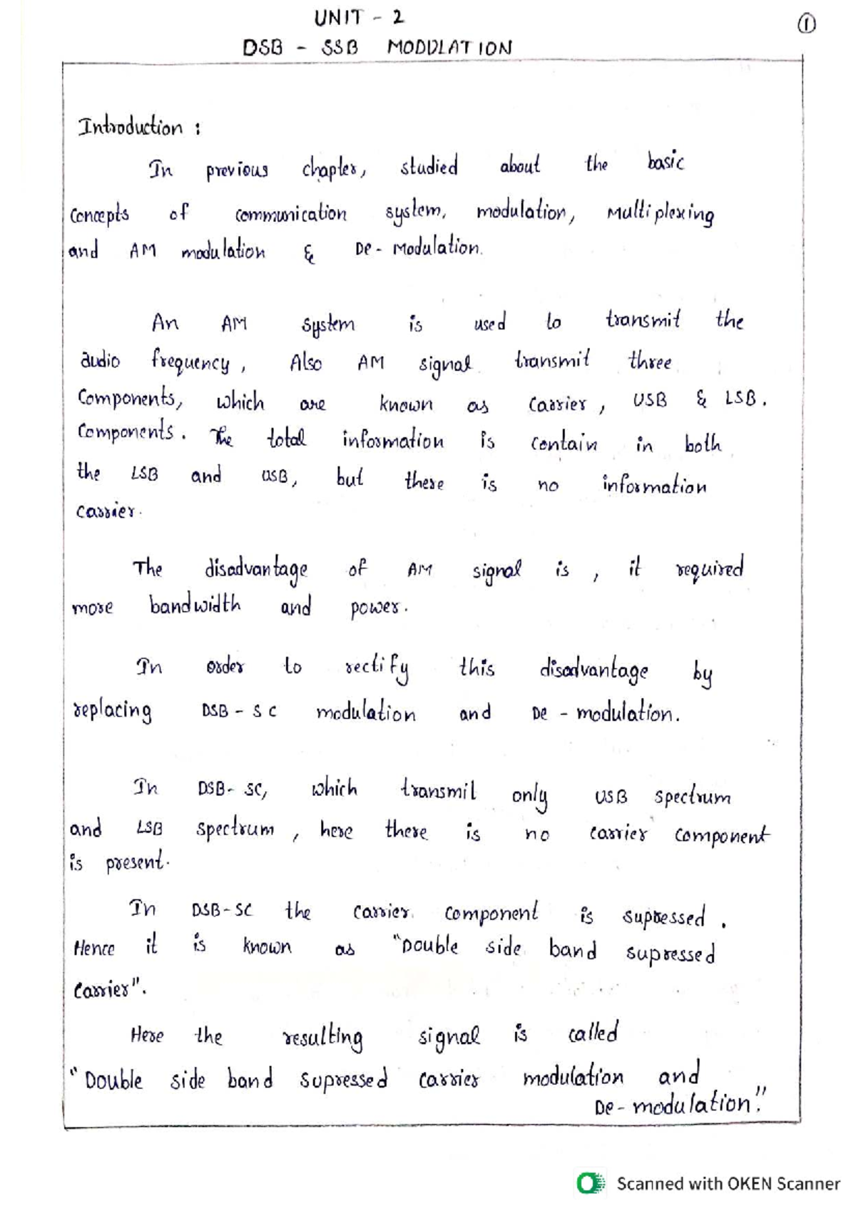 AC UNIT 2: Final Exam Notes on DSB and SSB Modulation - Studocu