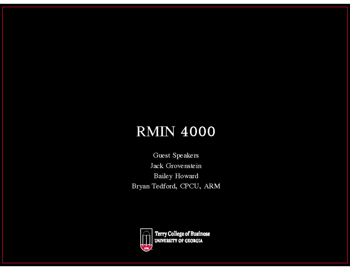 Guest Speakers for RMIN 4000: Insights from Industry Leaders - Studocu