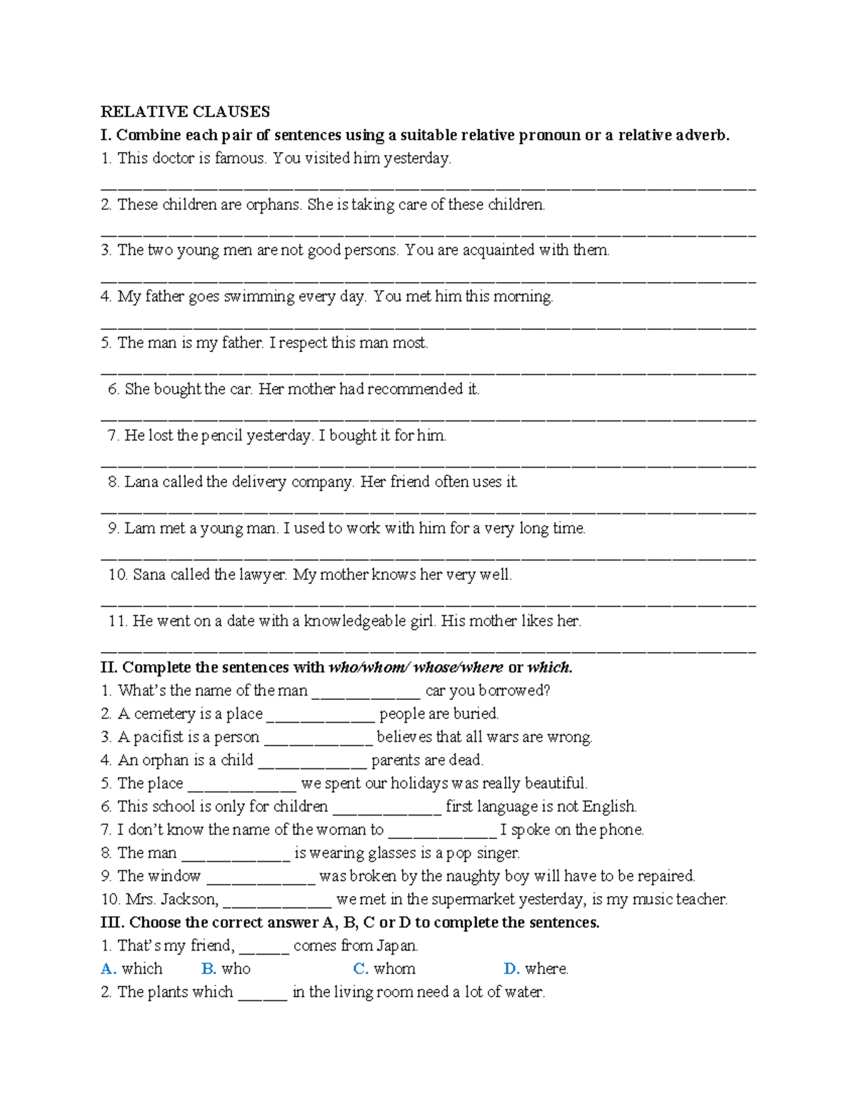 Relative Clauses Practice - ENG101 - Studocu