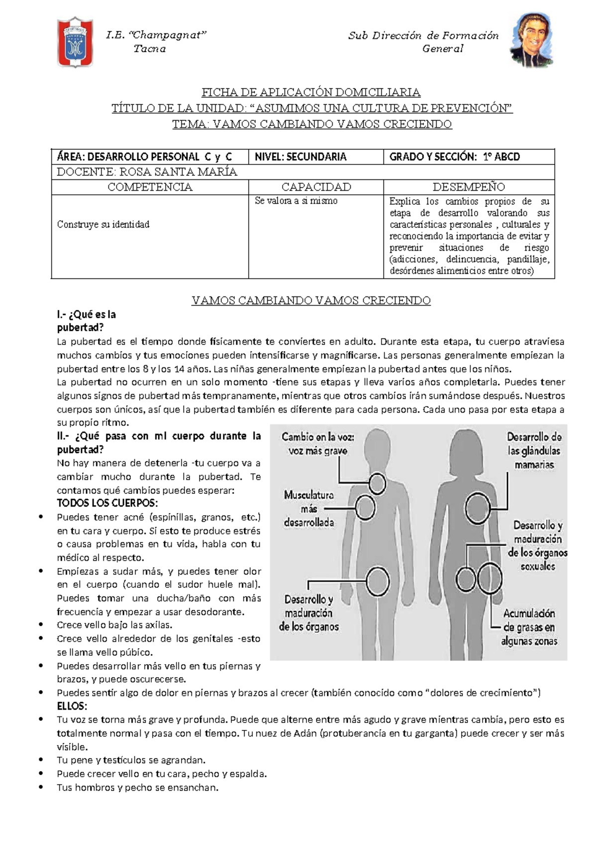 01 DPCC 1 ABCD - FICHA DE APLICACIÓN SOBRE PUBERTAD Y CAMBIOS ...