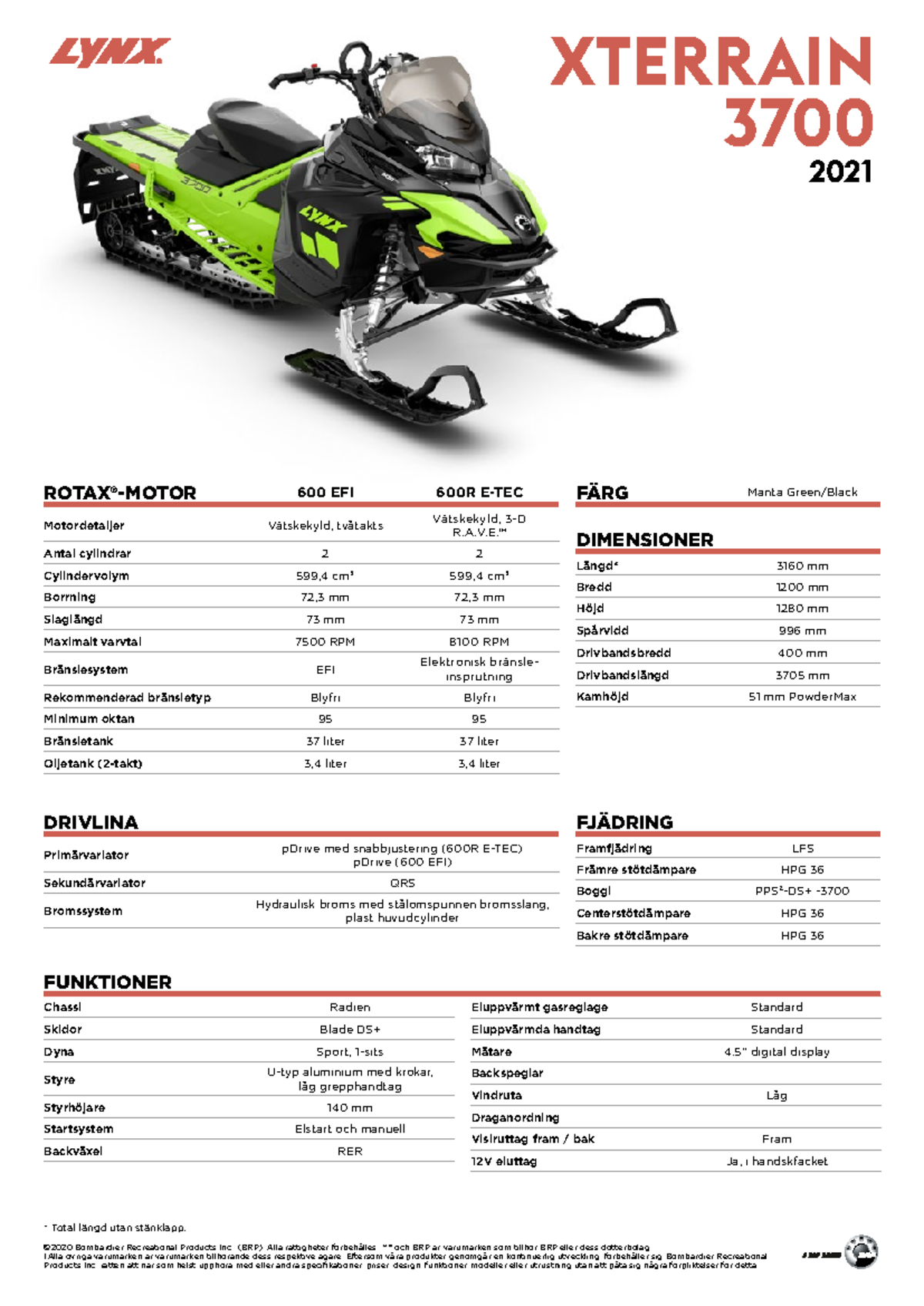 MY21 Lynx Specsheet Xterrain SE 2 - XTERRAIN 3700 2021 Chassi Radien ...