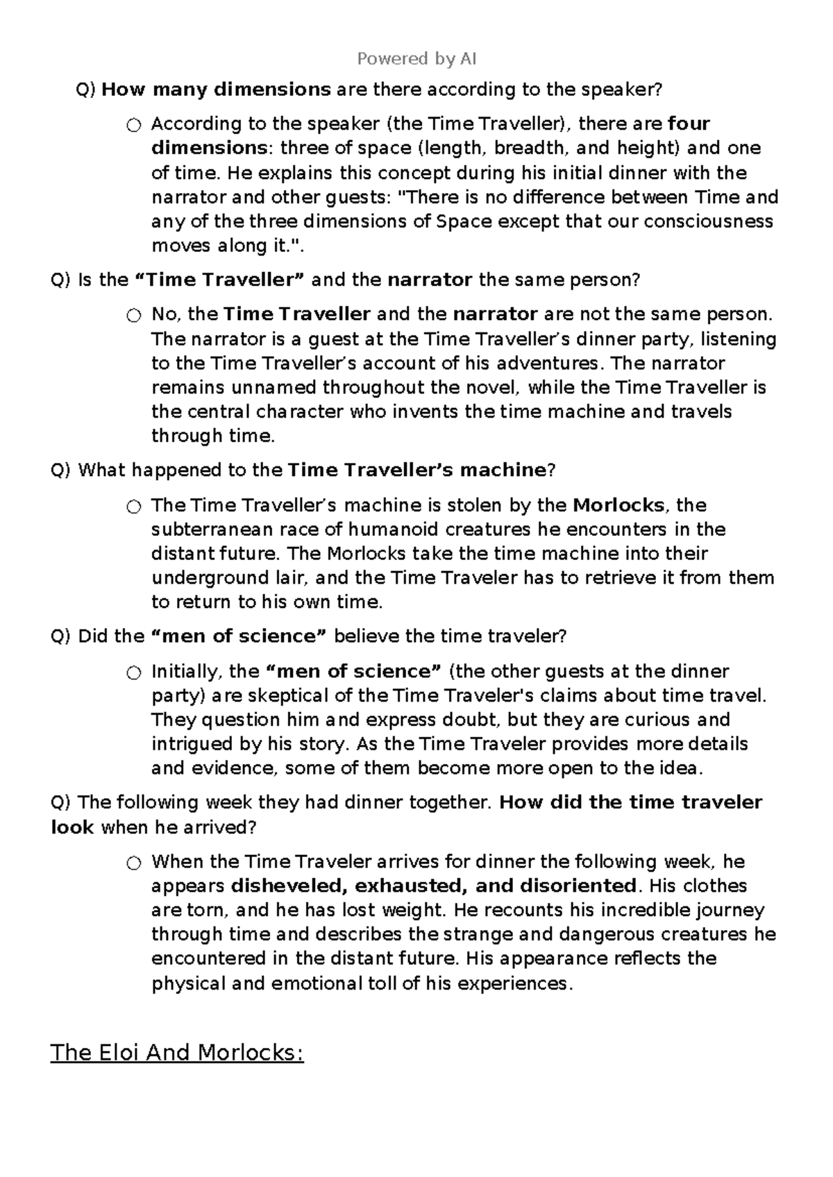 The Time Machine (ENG 101) Study Notes: Key Themes and Analysis - Studocu