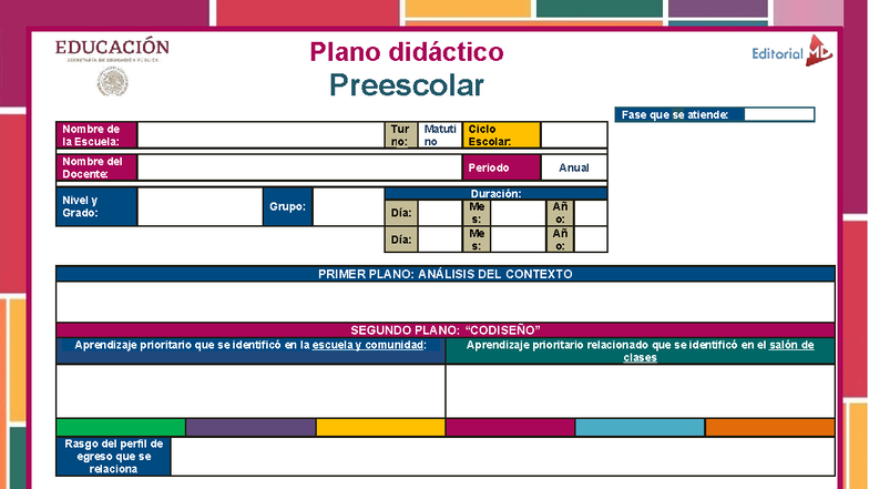 Formato PDF de Planeación Didáctica para Preescolar - Editorial MD ...