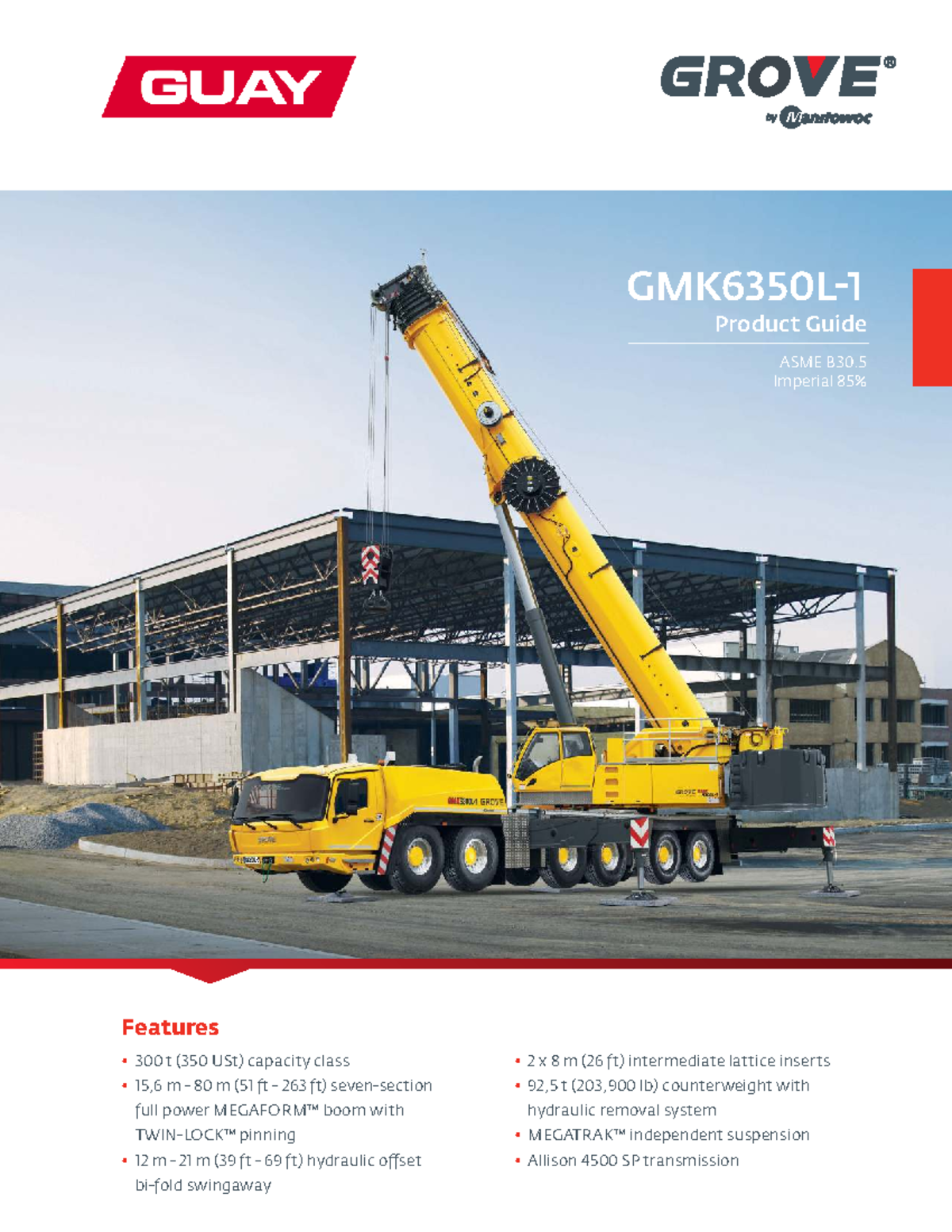 Product Guide for 350t Grove GMK6350L All Terrain Crane (ASME B30.5 ...