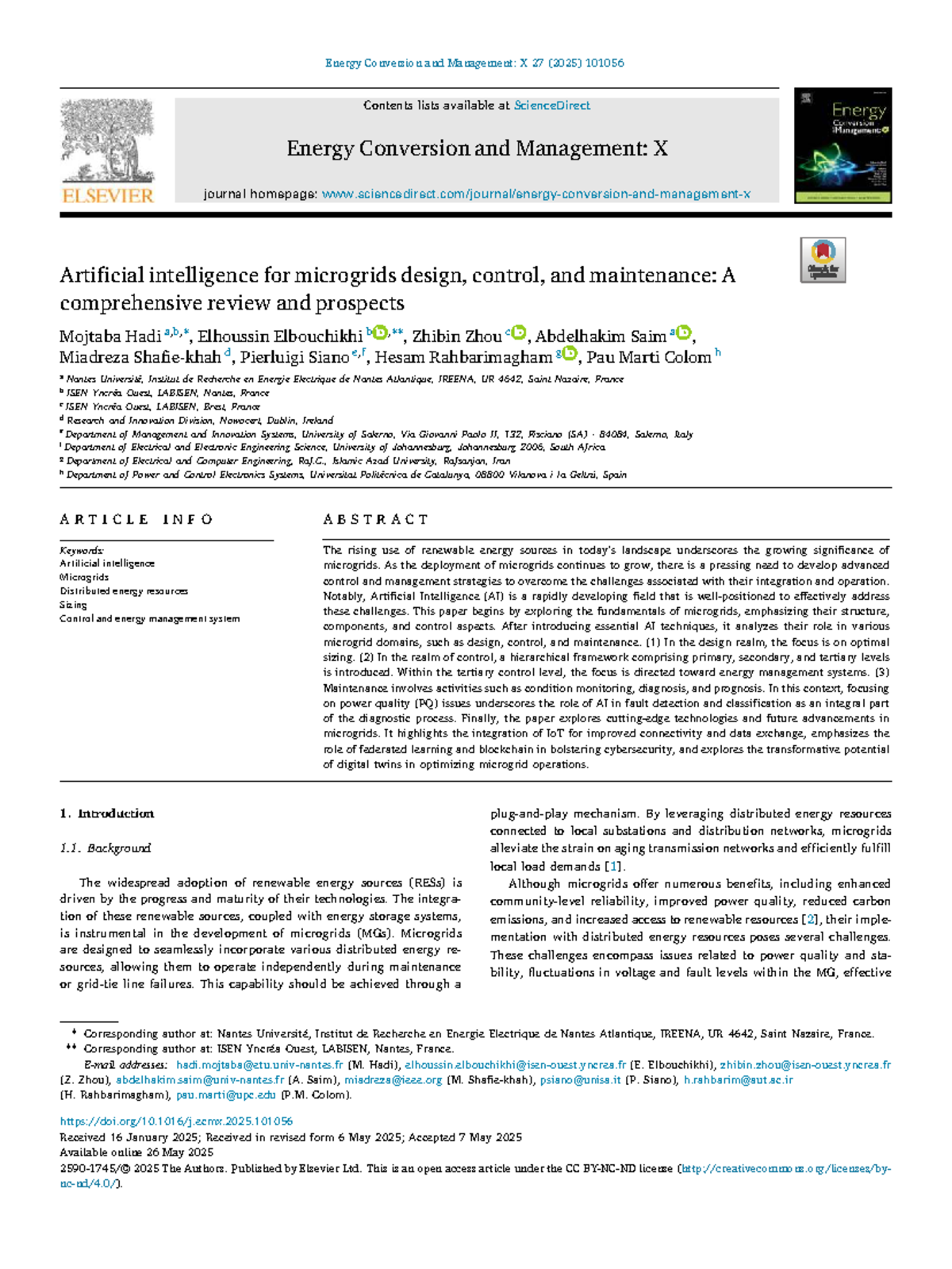 Artificial Intelligence in Microgrid Design & Control: A Review (ENG ...