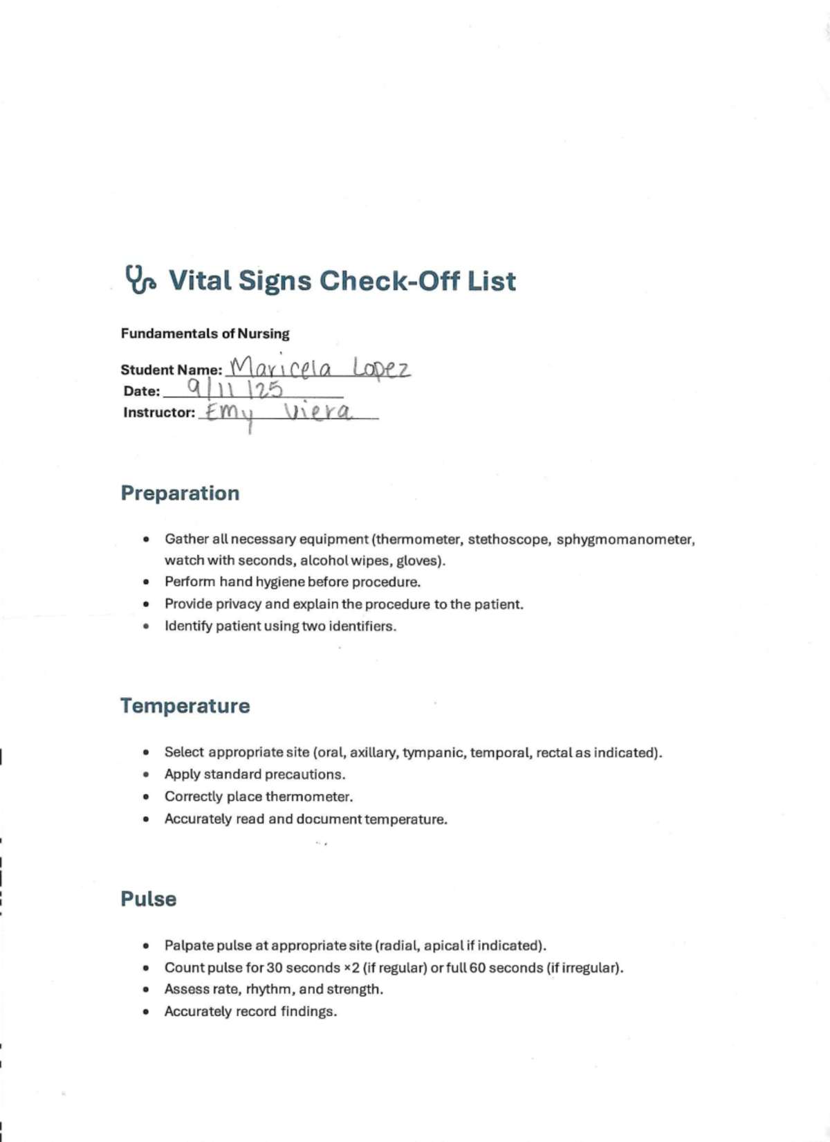 Vital Signs - Fundamentals of Nursing (NUR 1259) Notes - Studocu