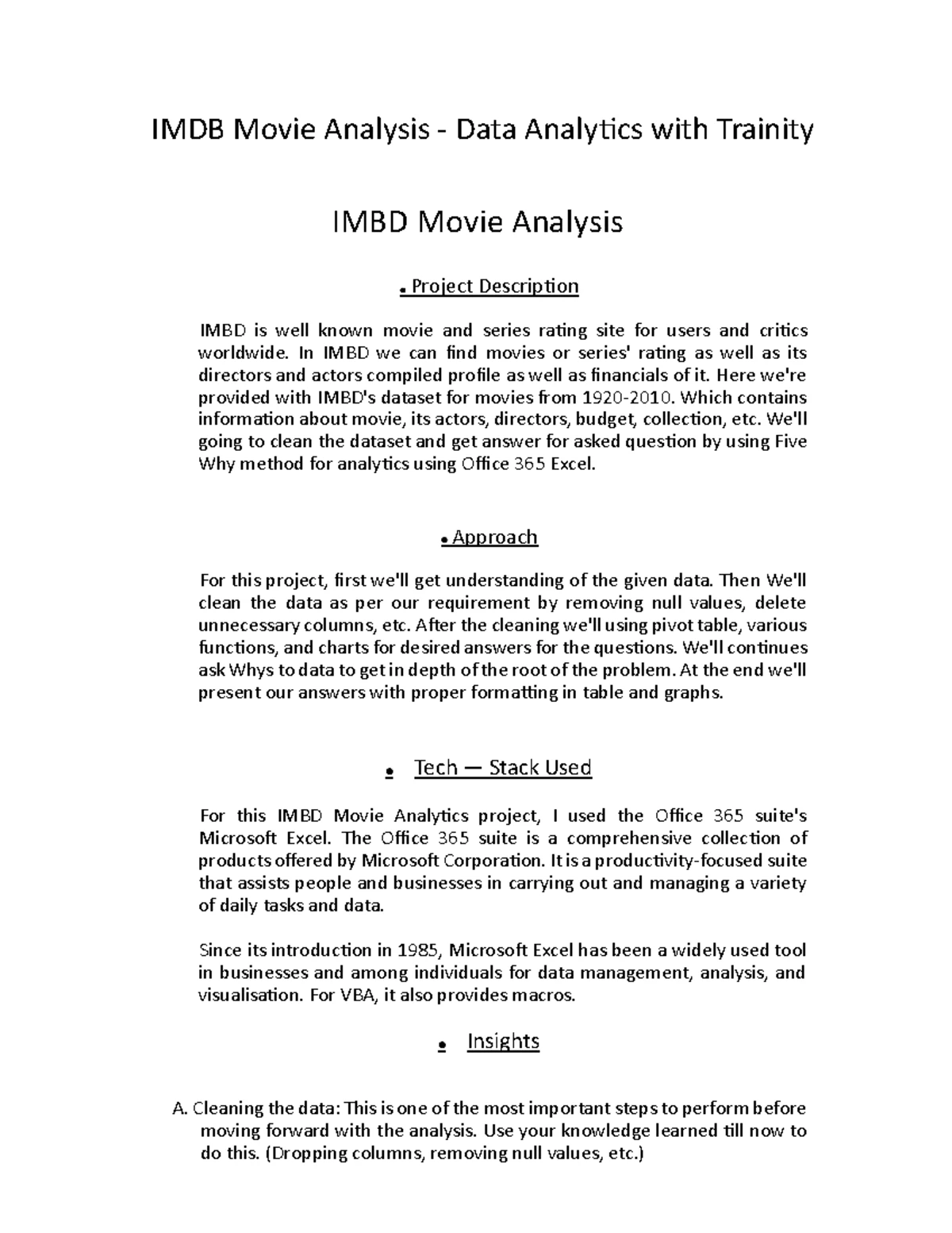 IMDB Movie Analysis Project Report: Insights and Findings - Studocu