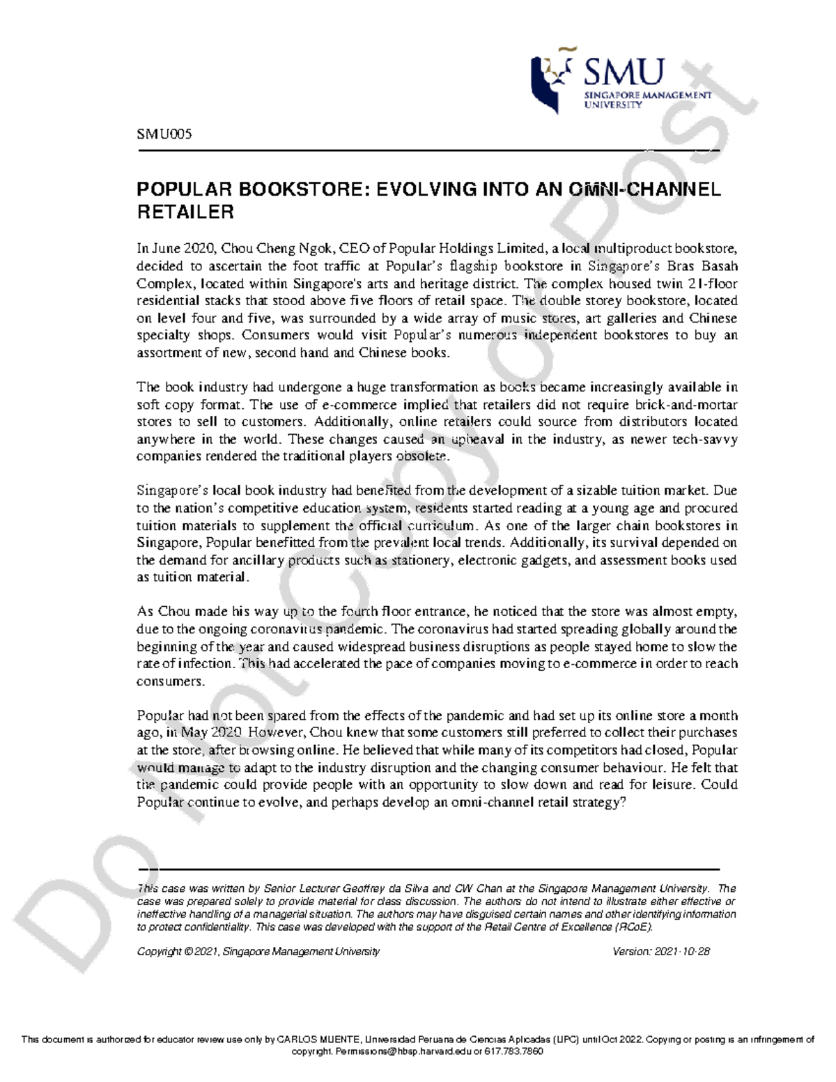 Caso - Popular Bookstore: A Case Study on Omni-Channel Retailing - Studocu