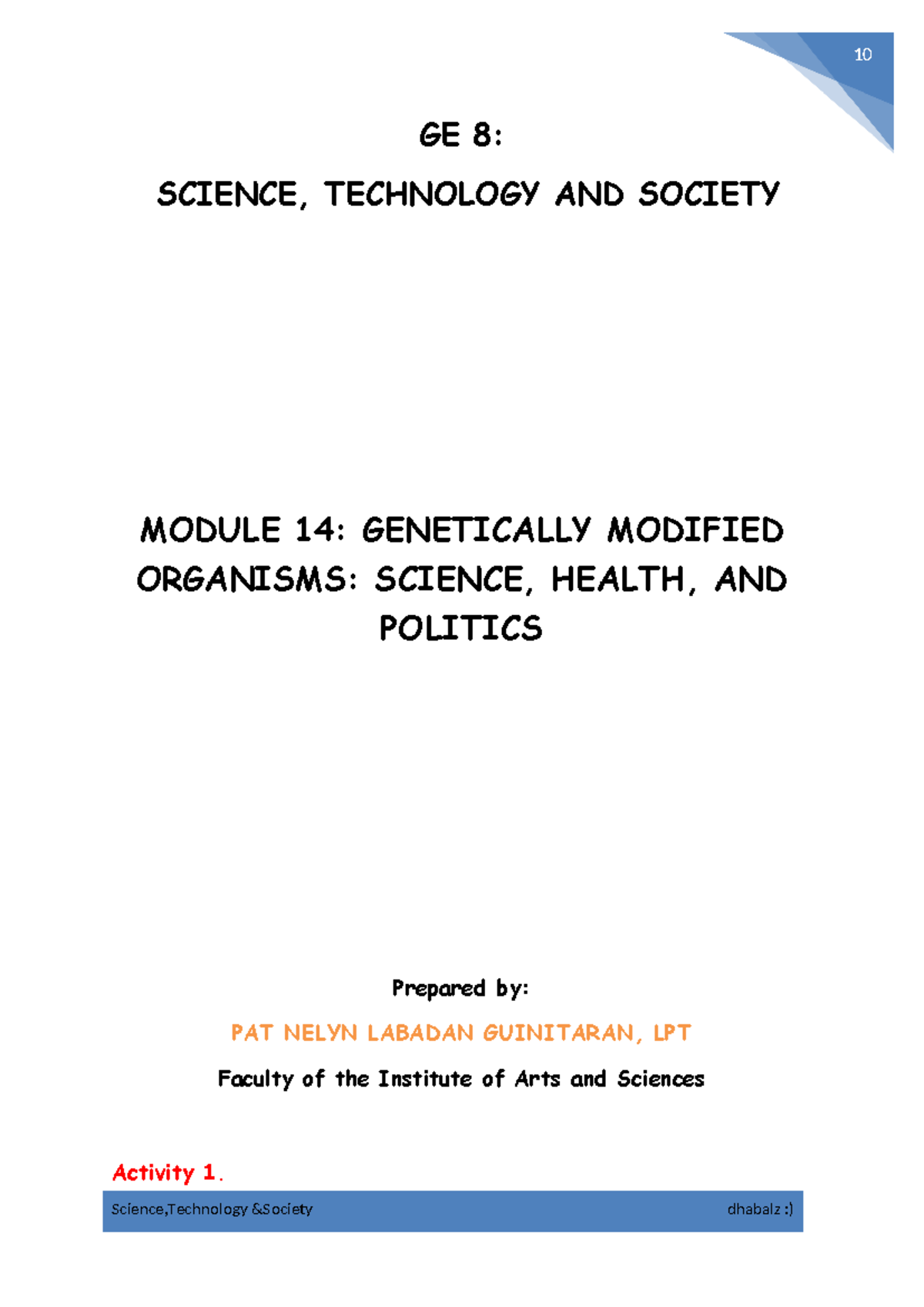 Module-14 STS - About science and technology - GE 8: SCIENCE ...