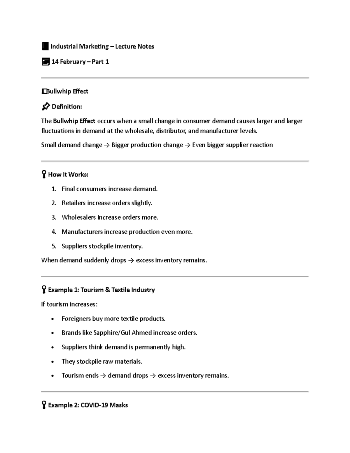 Industrial Marketing Lecture Notes: Bullwhip Effect & Market Structures ...