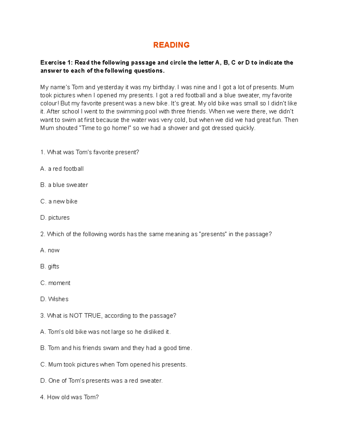 Luyện Reading Exercises: Practice for Comprehension Skills - Studocu