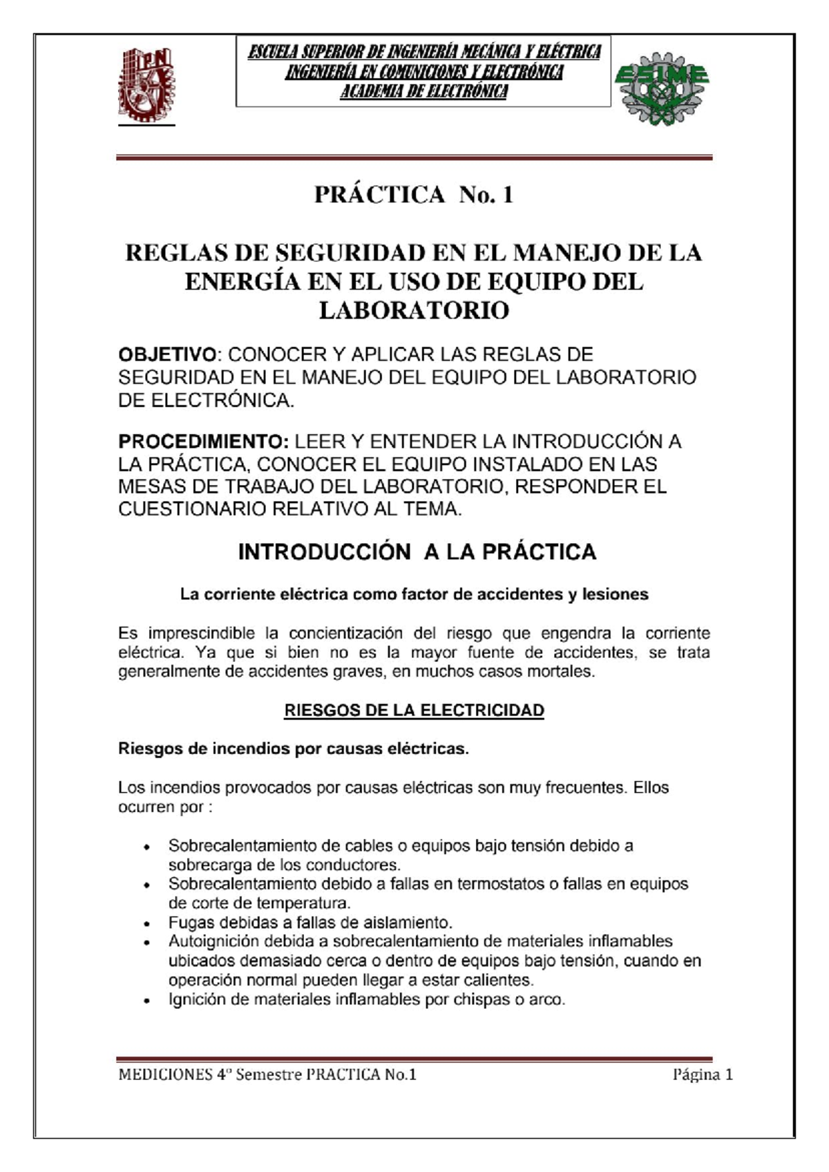 P 1 Reglas DE Seguridad EN EL Manejo DE LA Energia Electrica Y EN EL ...