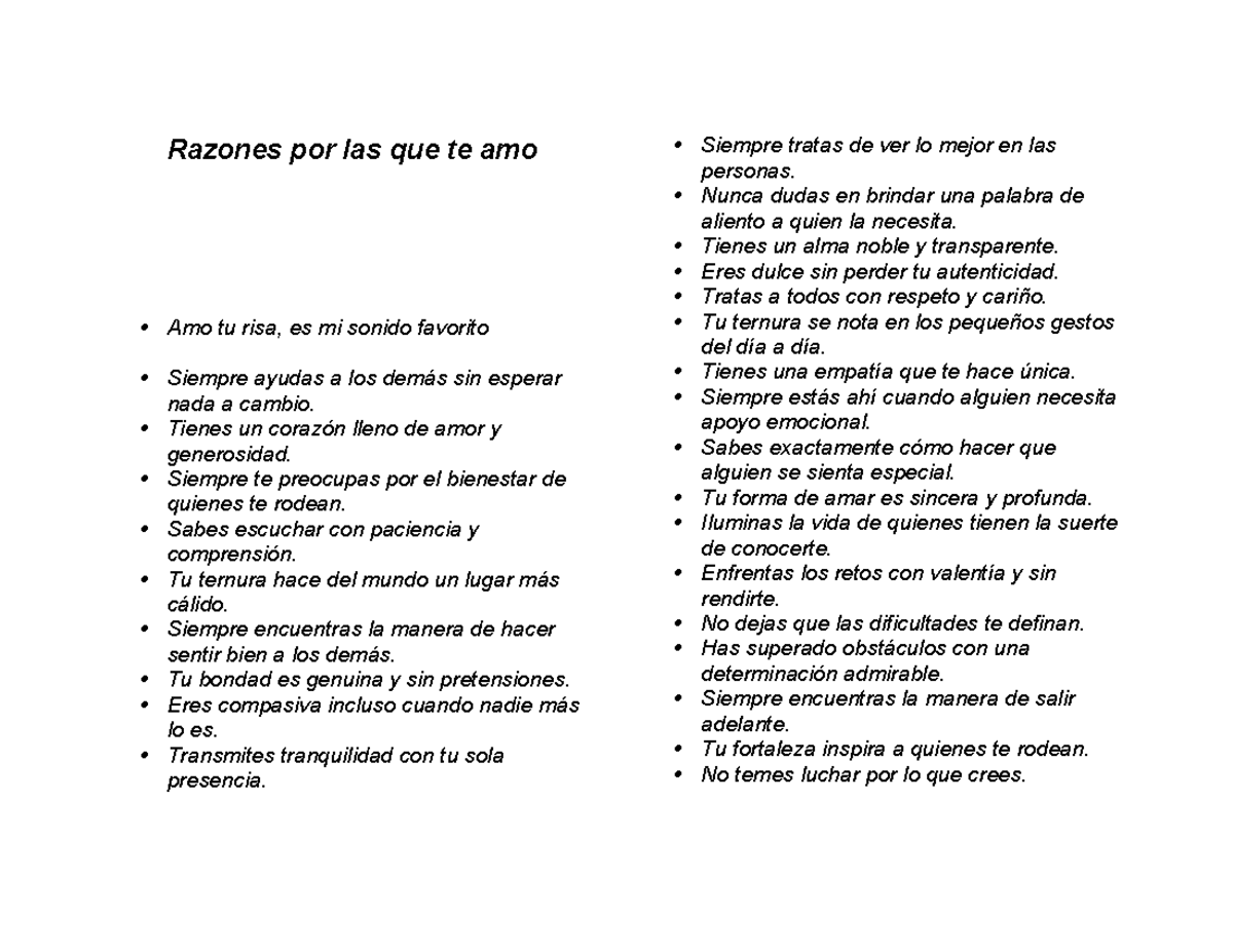 200 Razones por las que te Amo: Un Testimonio de Amor y Admiración ...