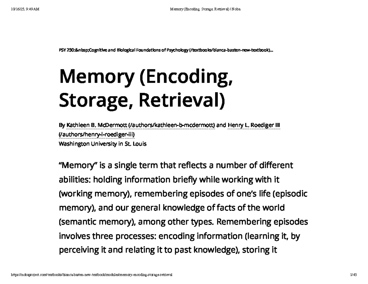 What Is Encoding In Memory