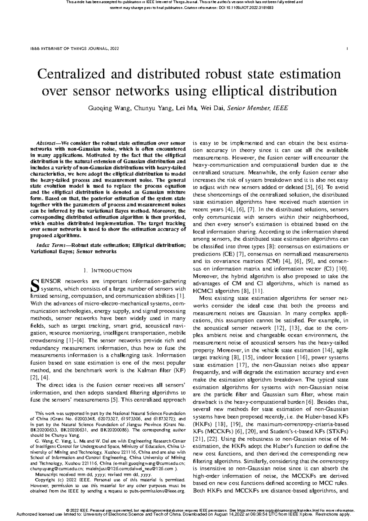 Robust State Estimation in Sensor Networks: Centralized vs Distributed ...