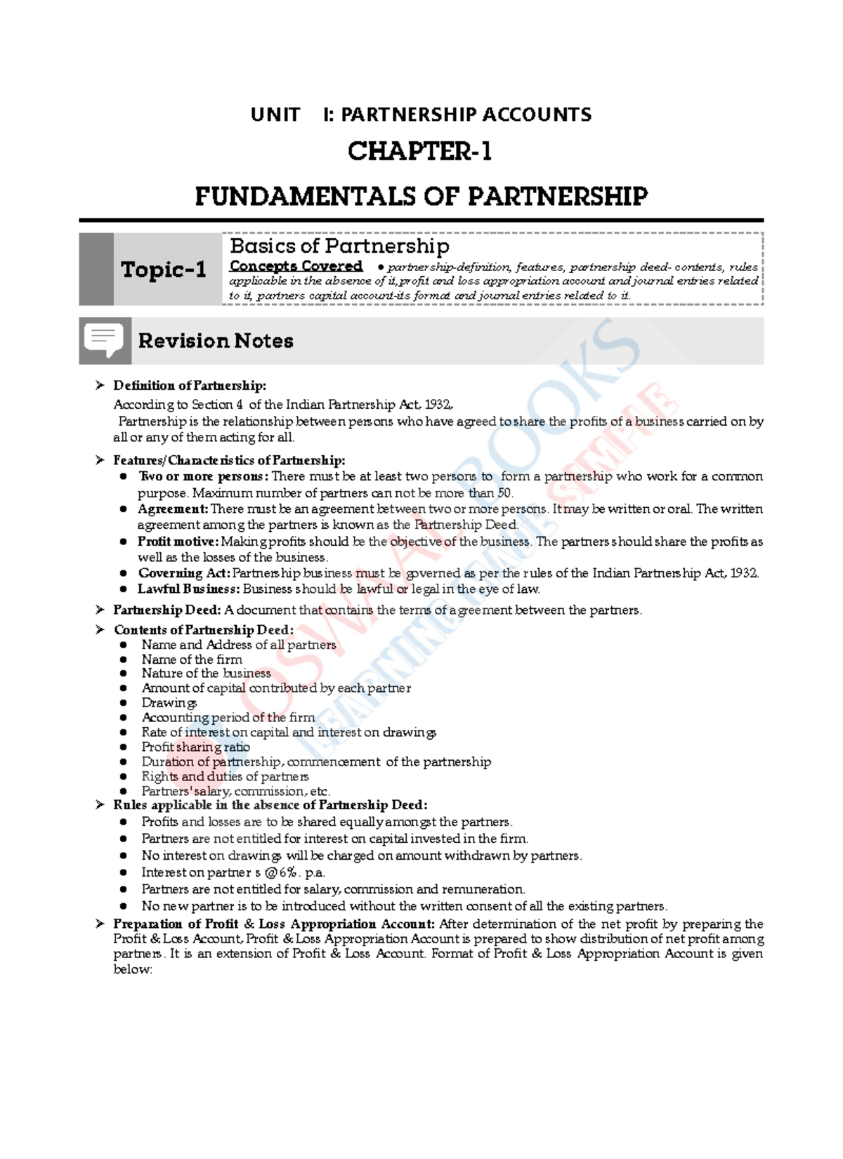 UNIT I: PARTNERSHIP ACCOUNTS - FUNDAMENTALS & KEY CONCEPTS - Studocu