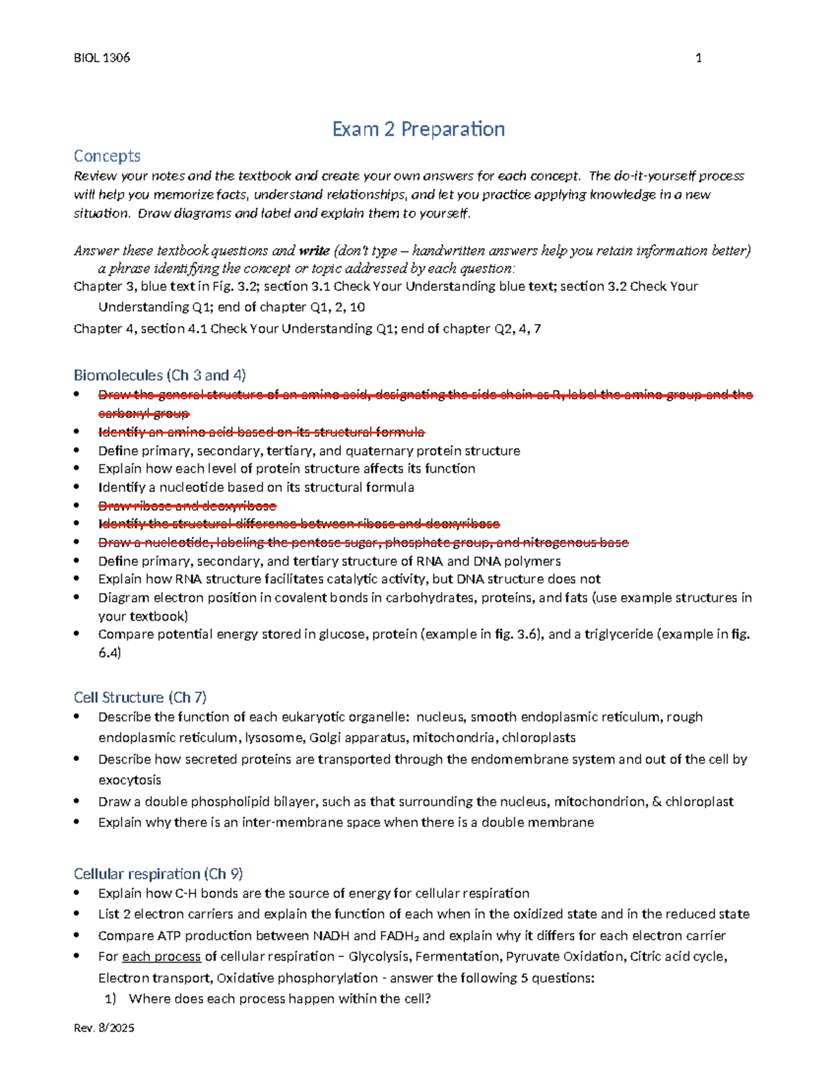 BIOL 1306 Exam 2 Study Guide: Key Concepts & Review Notes - Studocu