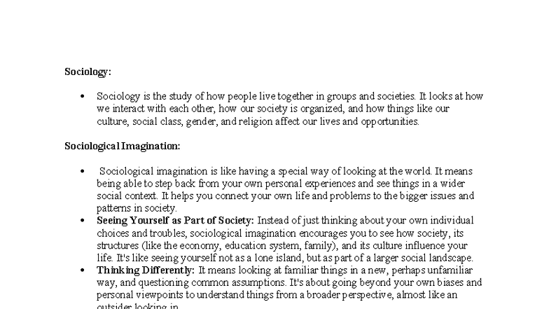 Sociology 101: Comprehensive Notes on Chapters 1-6 for Research - Studocu