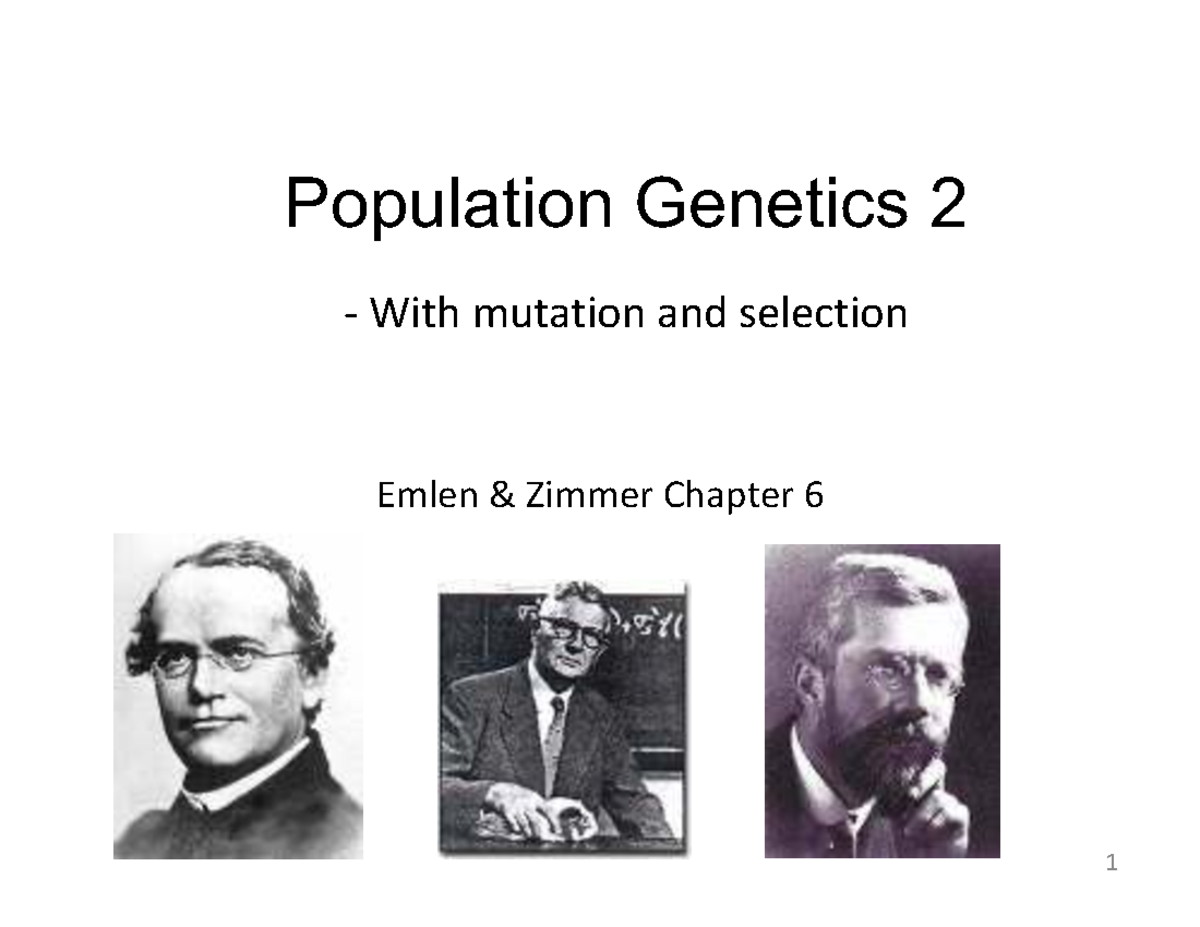 Population Genetics 2: Mutation and Selection Insights - Chapter 6 ...