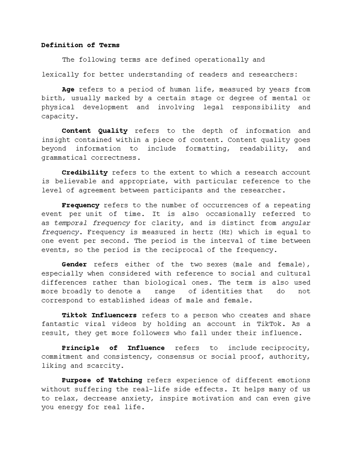 Definition of Terms - Practice Materials for Research Contexts - Studocu