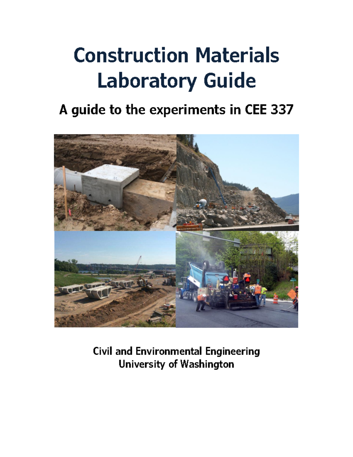 CEE 337 Laboratory Guide: Experiments in Construction Materials - Studocu