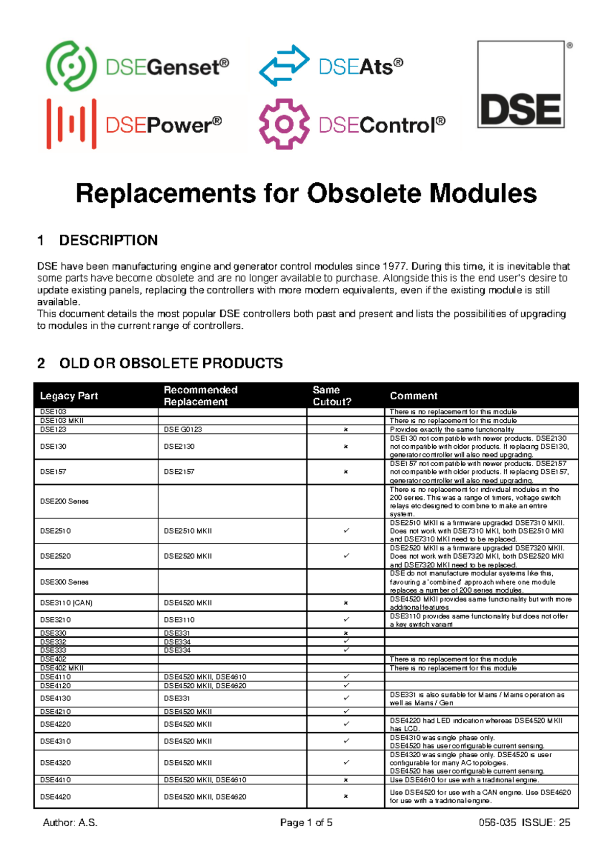 Replacing Obsolete DSE Modules: Upgrade Options and Recommendations ...