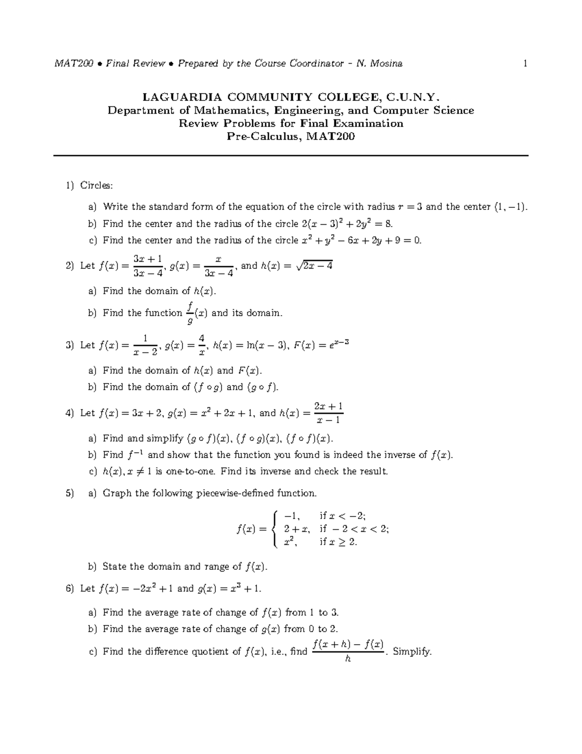 Final Review for MAT200: Comprehensive Practice Questions - Studocu