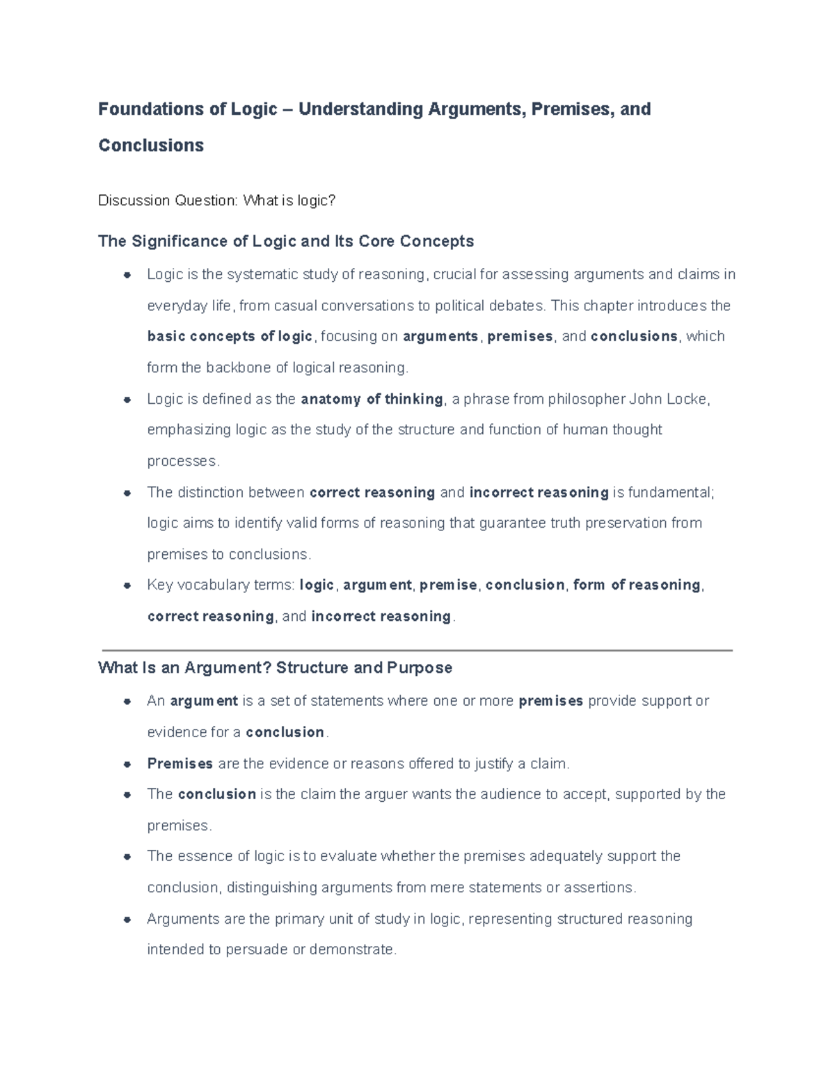 Foundations of Logic (PHIL101): Understanding Arguments & Conclusions ...