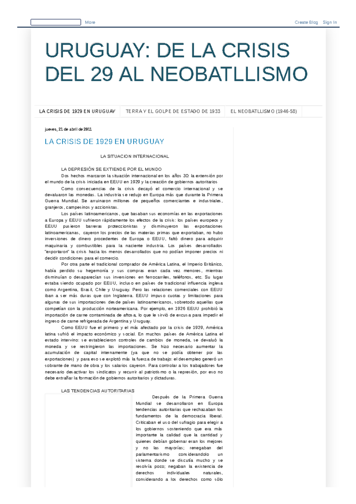 Uruguay DE LA Crisis DEL 29 AL Neobatllismo - URUGUAY: DE LA ...