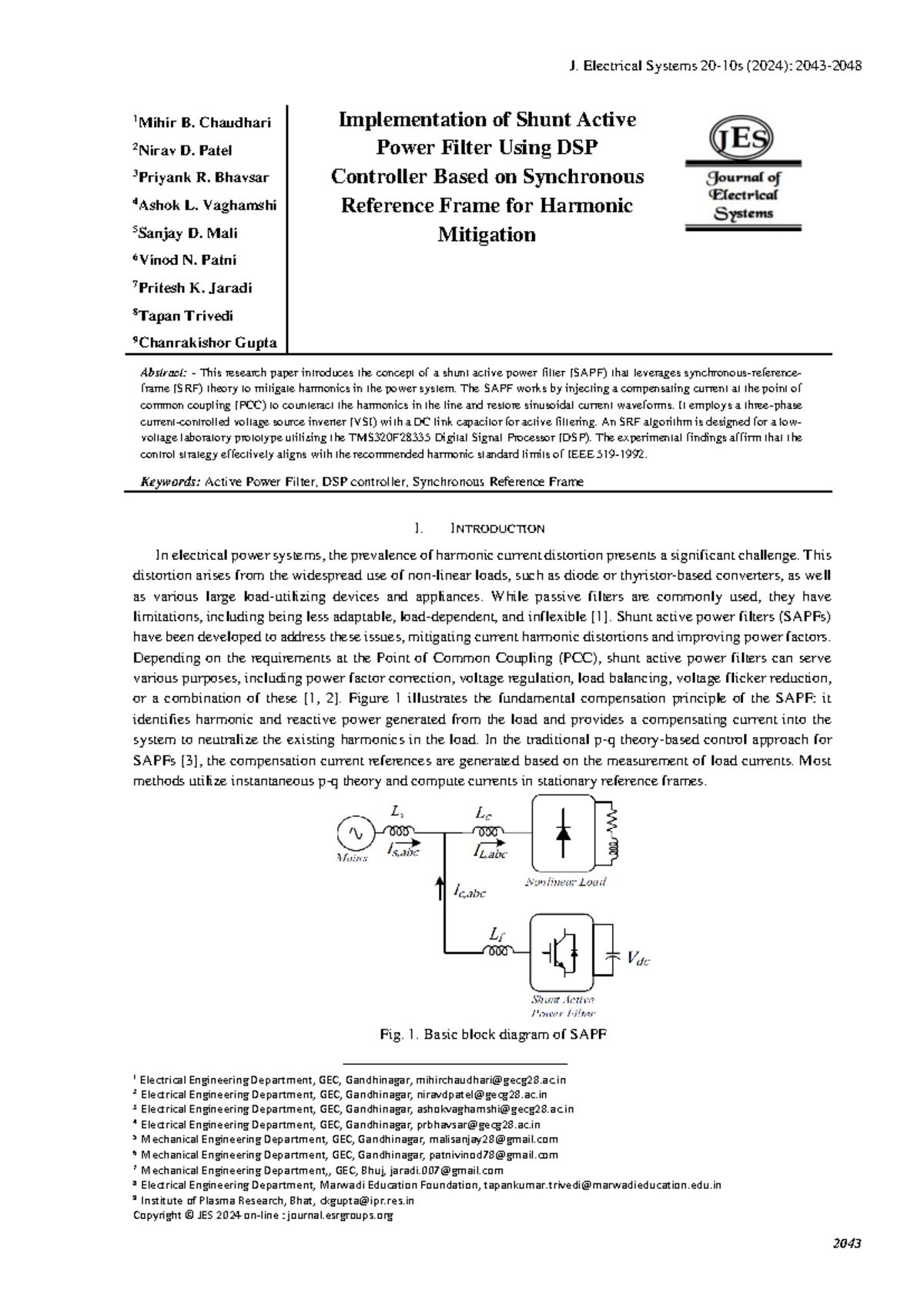 Implementation of Shunt Active Power Filter (EE 2024) for Harmonic ...