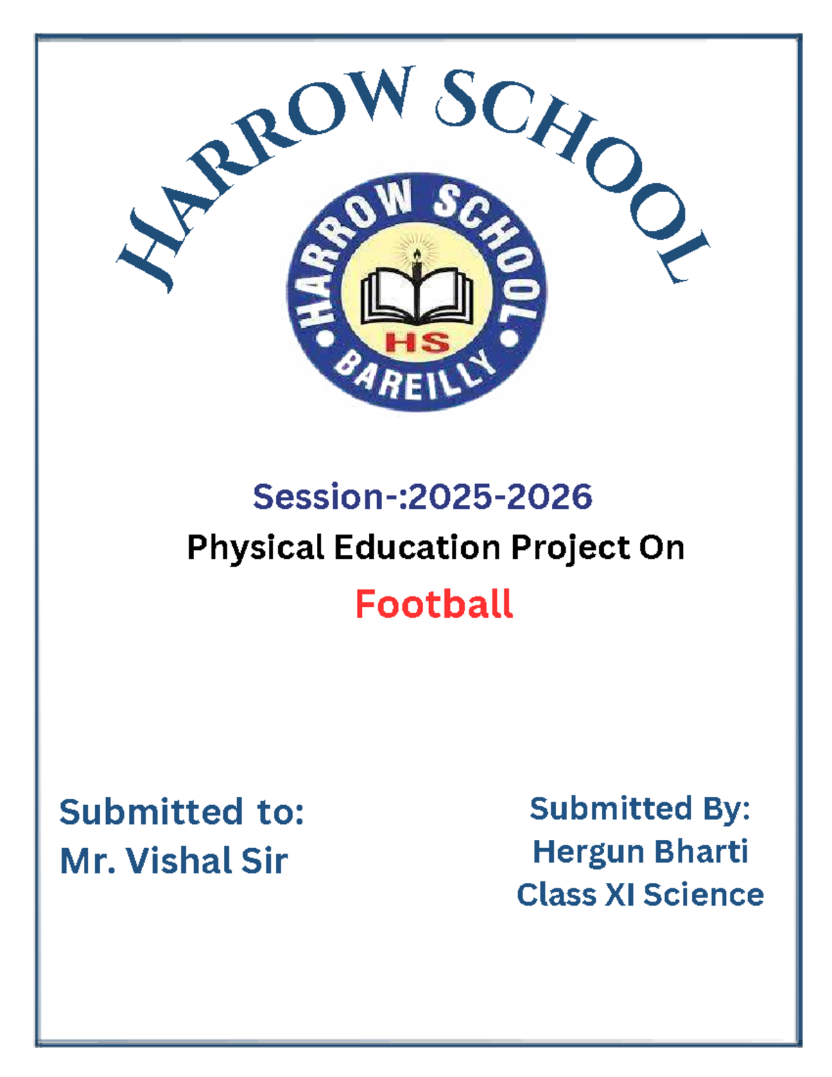 Phe front - Good - Physical Education - Session-:2025- Football ...