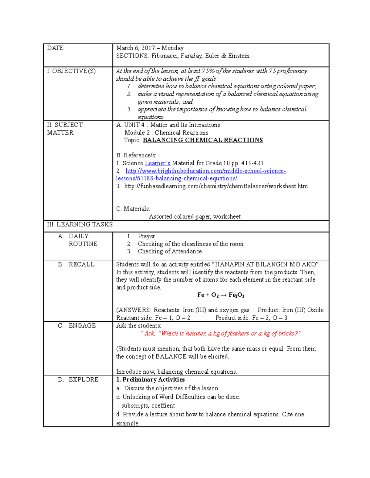 DLL Balancing CHEM Equations: Engaging Students in Chemical Reactions ...