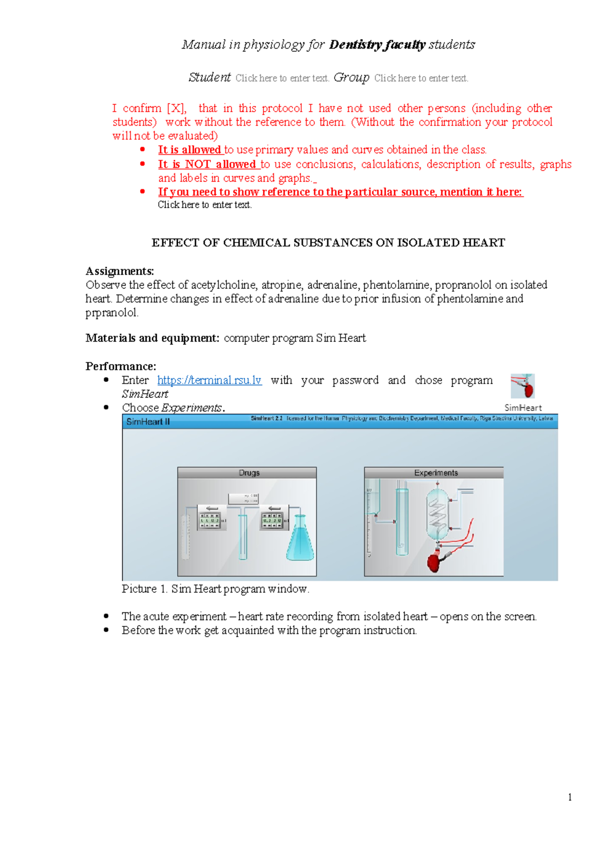 Lab protocol - Effect of chemical substances on frogs heart SF - Manual ...