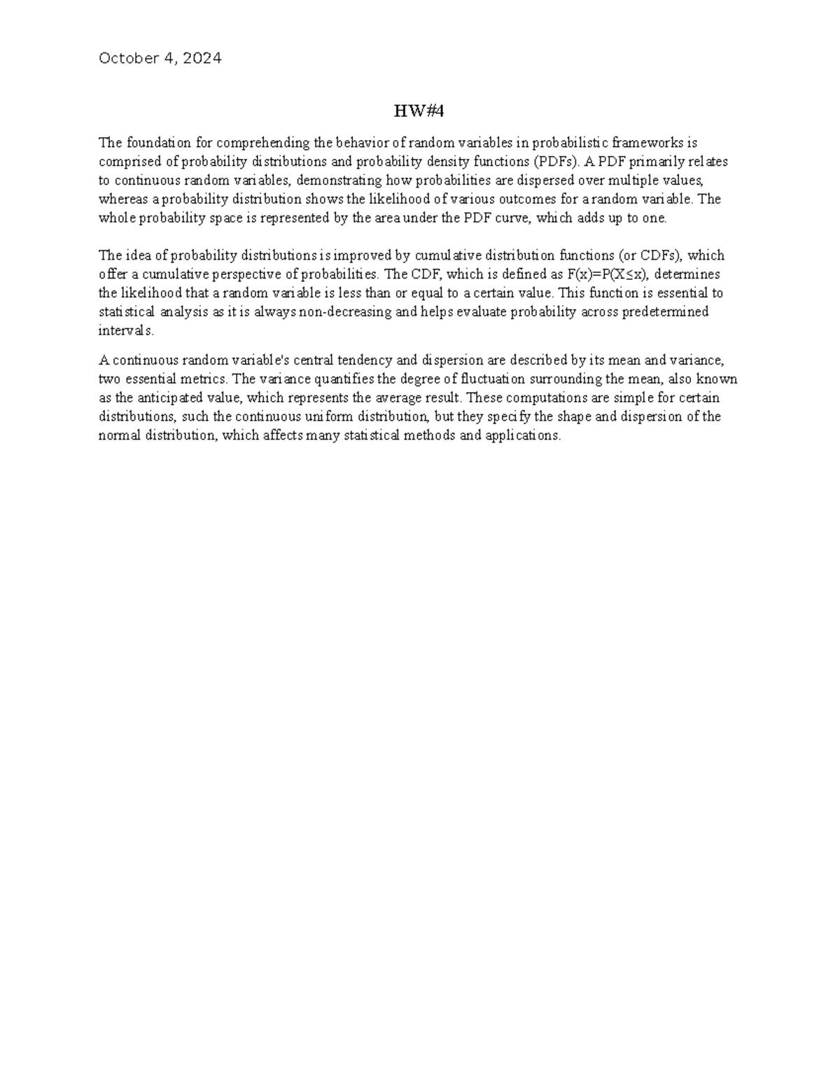 ENGR371 HW4 - Understanding Probability Distributions and PDFs - Studocu
