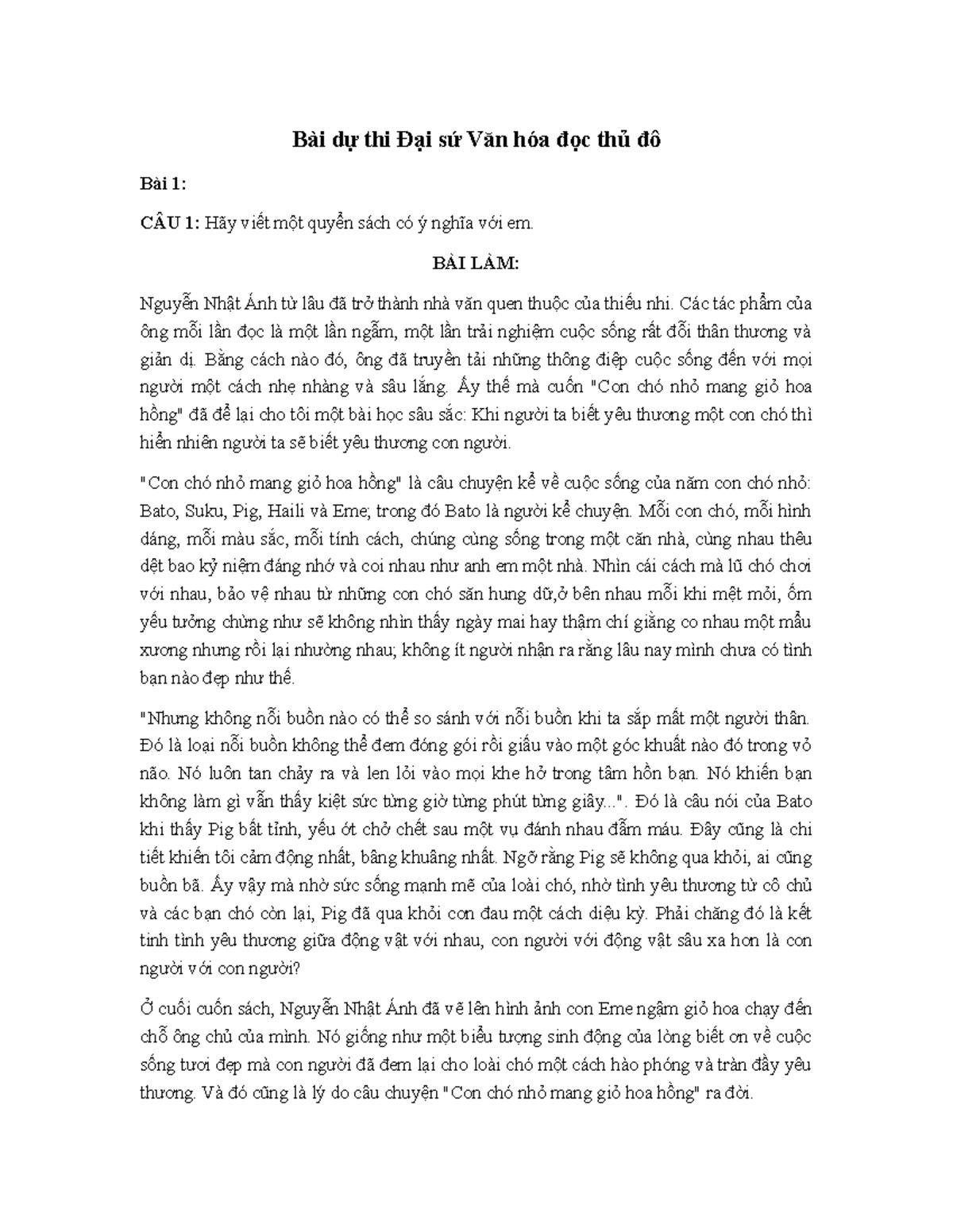 Bai du thi cuoc thi dai su van hoa doc thu do - Bài dự thi Đại sứ Văn ...