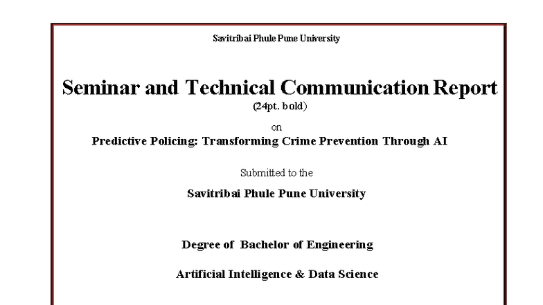 Predictive Policing Seminar Report: AI in Crime Prevention (BE AI-DS ...