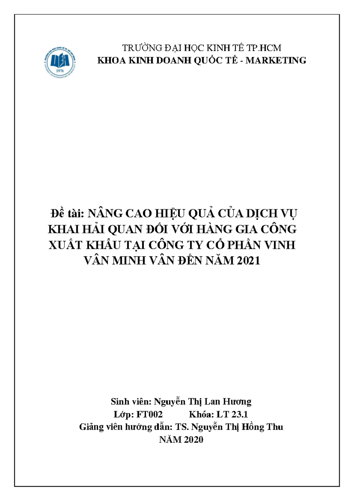 Báo-cáo-TN-VVMV - love - TRƯỜNG ĐẠI HỌC KINH TẾ TP KHOA KINH DOANH QUỐC ...