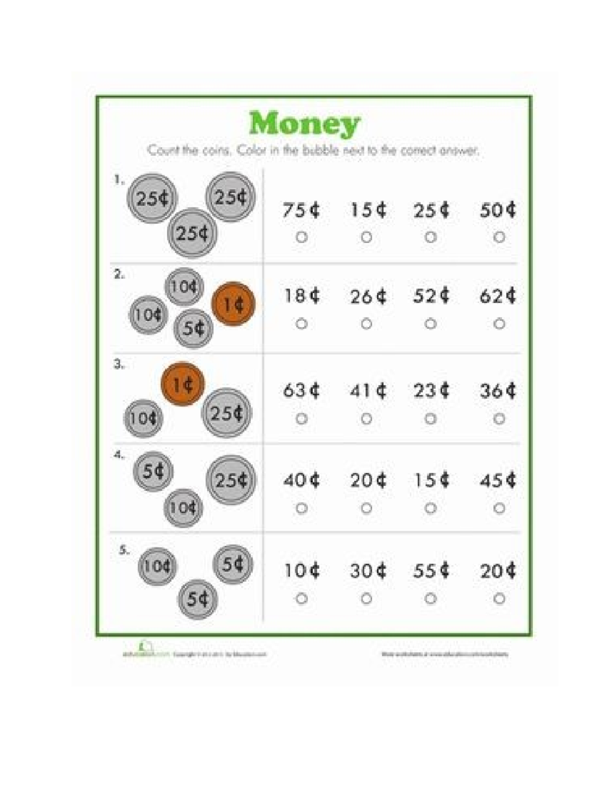 Coins and banknotes worksheet - giáo dục tiểu học - Money Count the ...