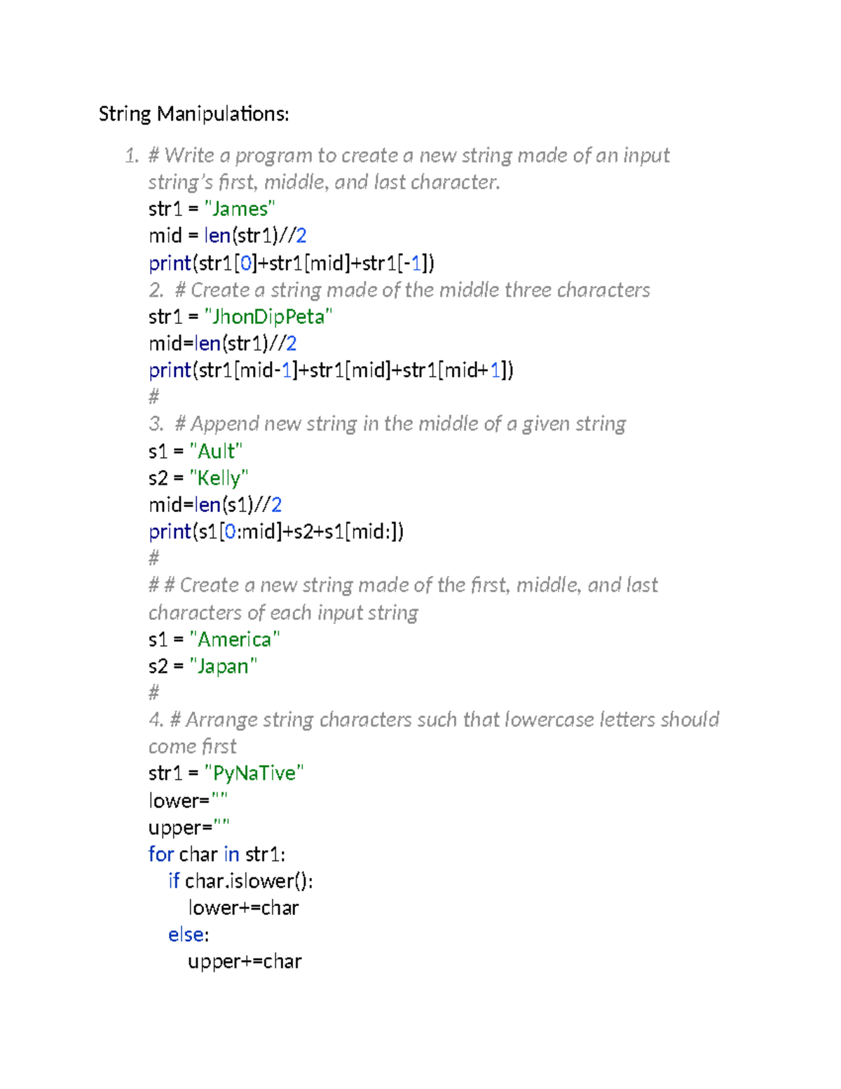 String Manipulations: Exercises and Programs for String Handling - Studocu