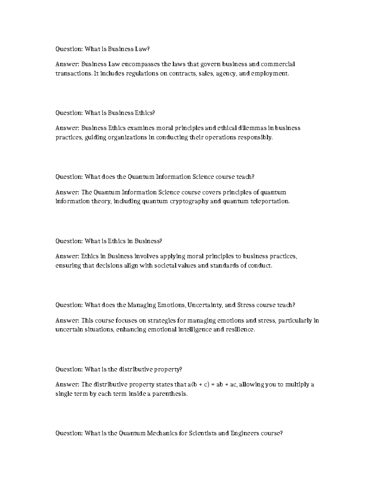 Business Law and Ethics Overview: Key Concepts and Courses - Studocu