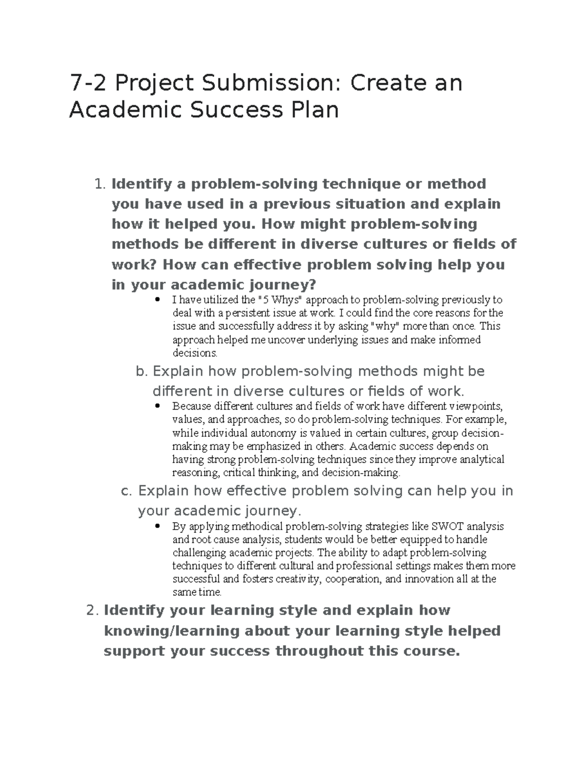 Mod 7 Final Project Draft: Academic Success Plan and Strategies - Studocu