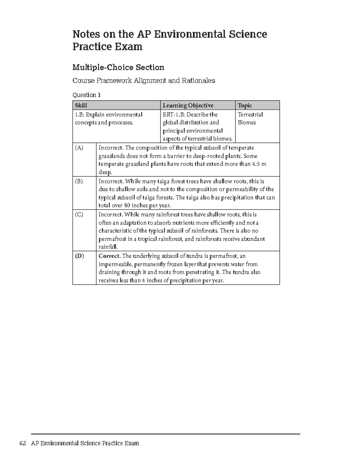AP Environmental Science 2020 Practice Exam & Notes: MCQ Answers - Studocu