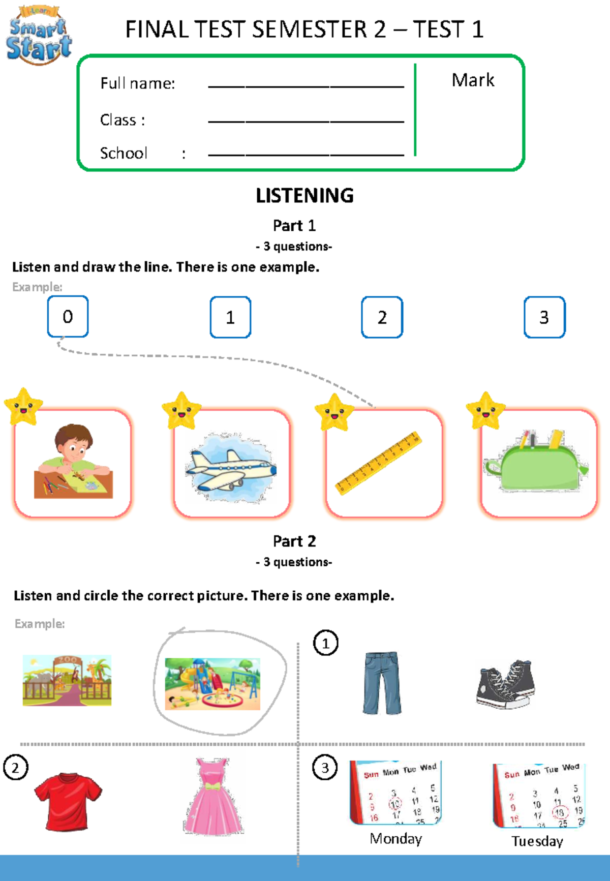 FINAL TEST SEMESTER 2: LISTENING TEST 1 - Studocu