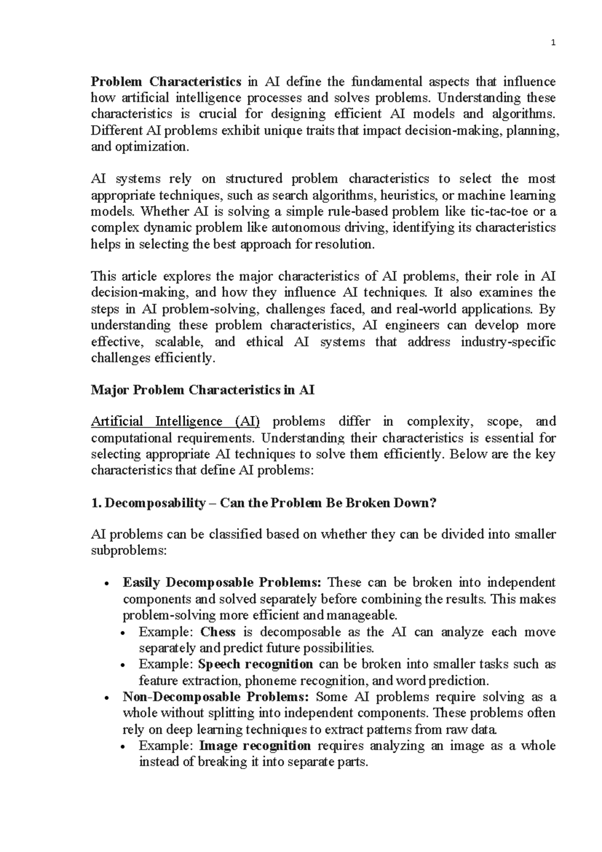 AI Problem Characteristics: Understanding Key Aspects for Efficient ...