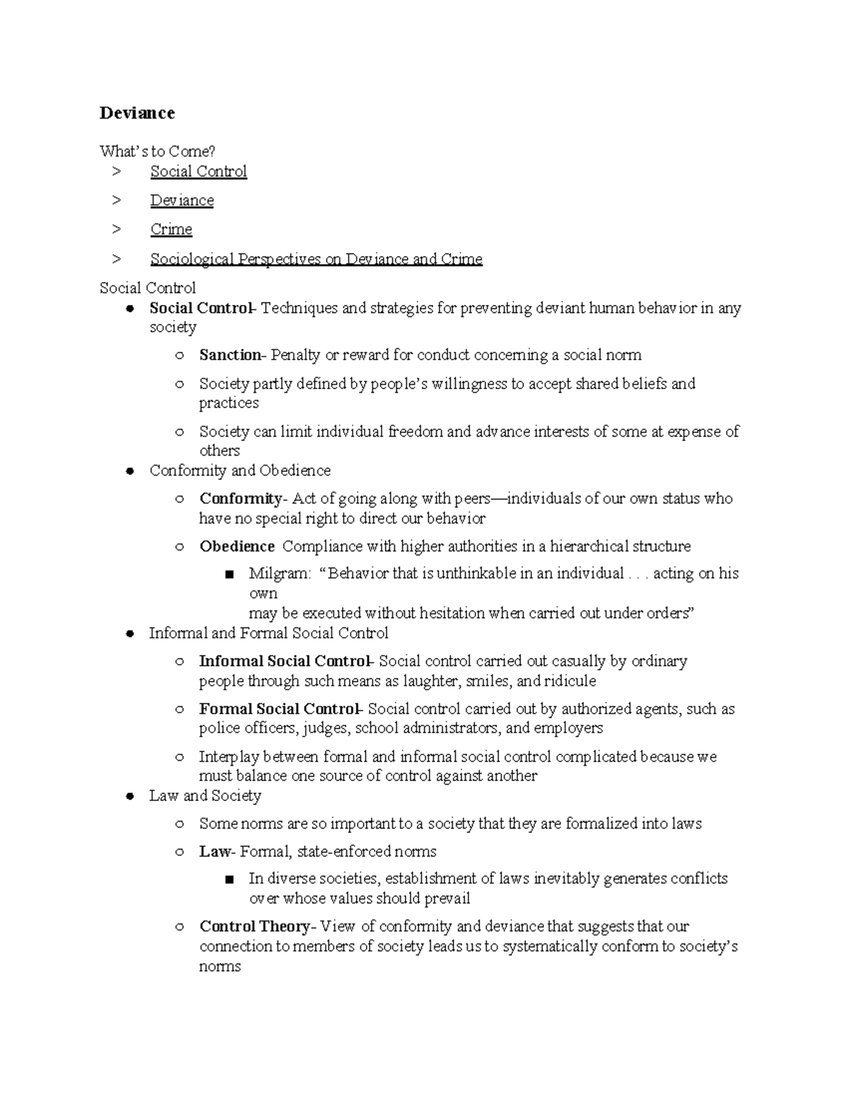 SOC 101 Ch. 6 Deviance - Lecture Notes on Social Control and Crime ...