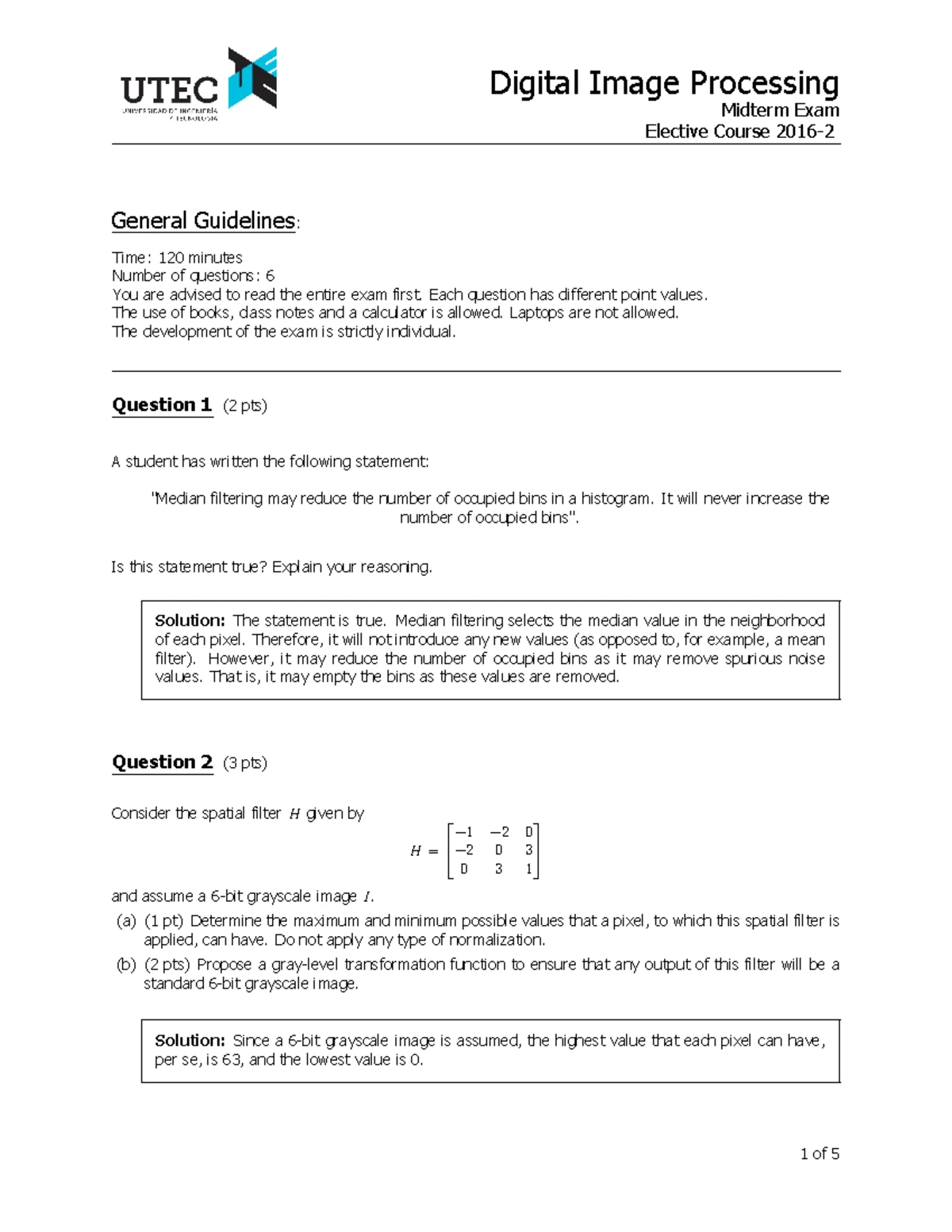 Midterm Exam Study Notes for CSCE 5683: Digital Image Processing - Studocu