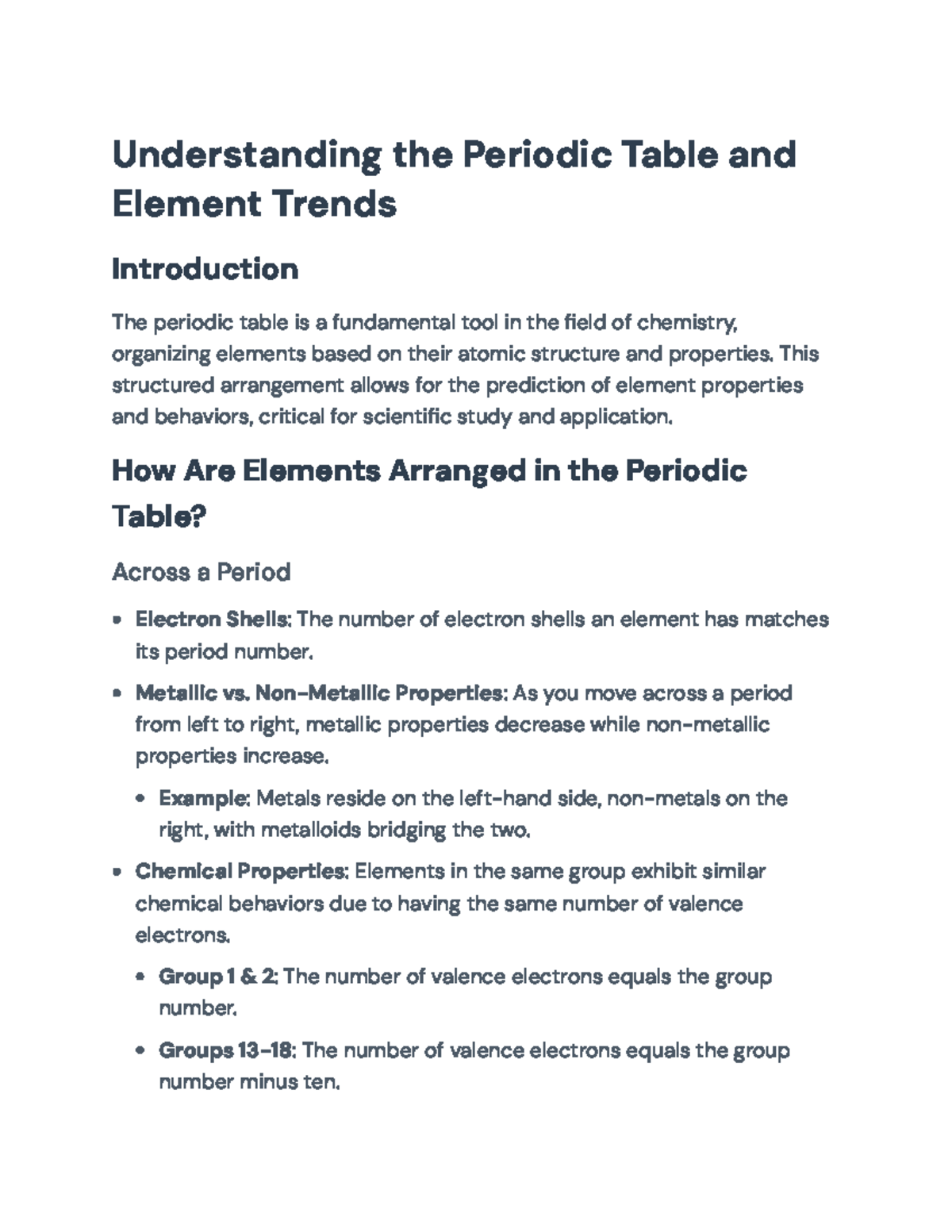 Understanding Periodic Table Trends: Group Properties and Behaviors ...