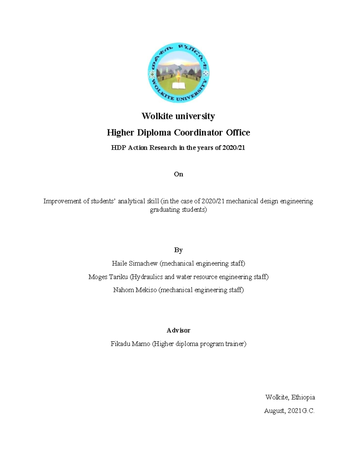 HDP Action Research on Enhancing Analytical Skills in Engineering ...